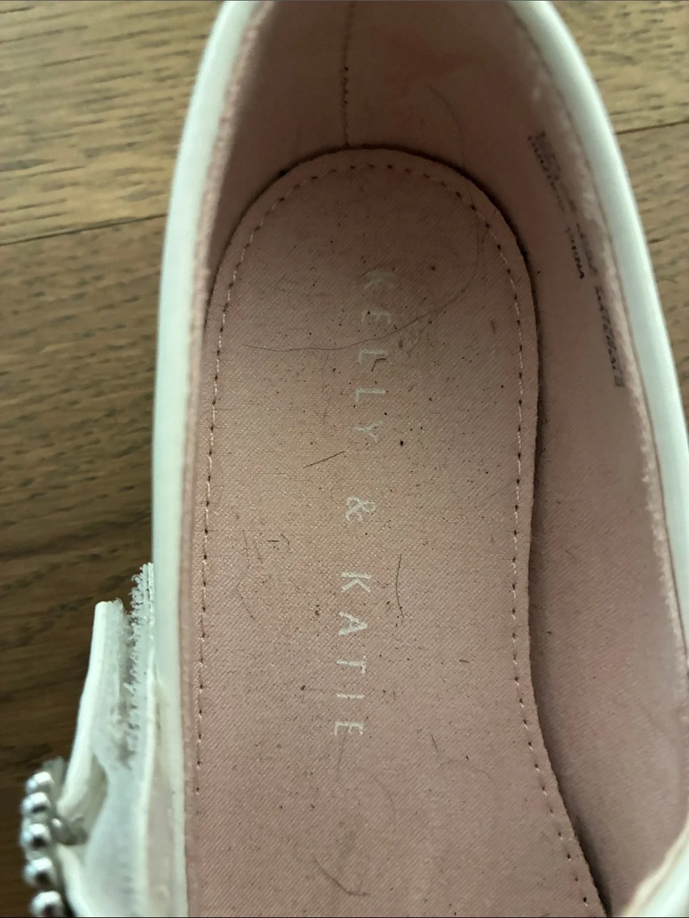 Kelly & Katie White Patent Mary Jane Dress Shoes with Pink Lining